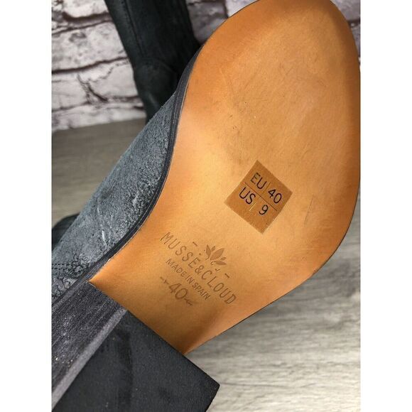 Musse & Cloud Black Suede Leather Chelsea Block Heel Boots Women’s Sz 9M US/40EU - Picture 14 of 16